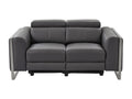 Canapé 2 places électrique en cuir gris anthracite Meublori