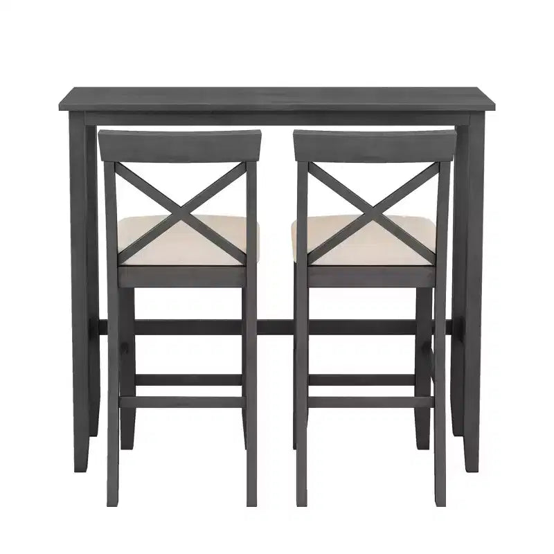 Ensemble table de salle à manger rectangulaire en bois hauteur bar 47,5, coin repas de cuisine avec 2 chaises pour petits espaces - ModernLuxe