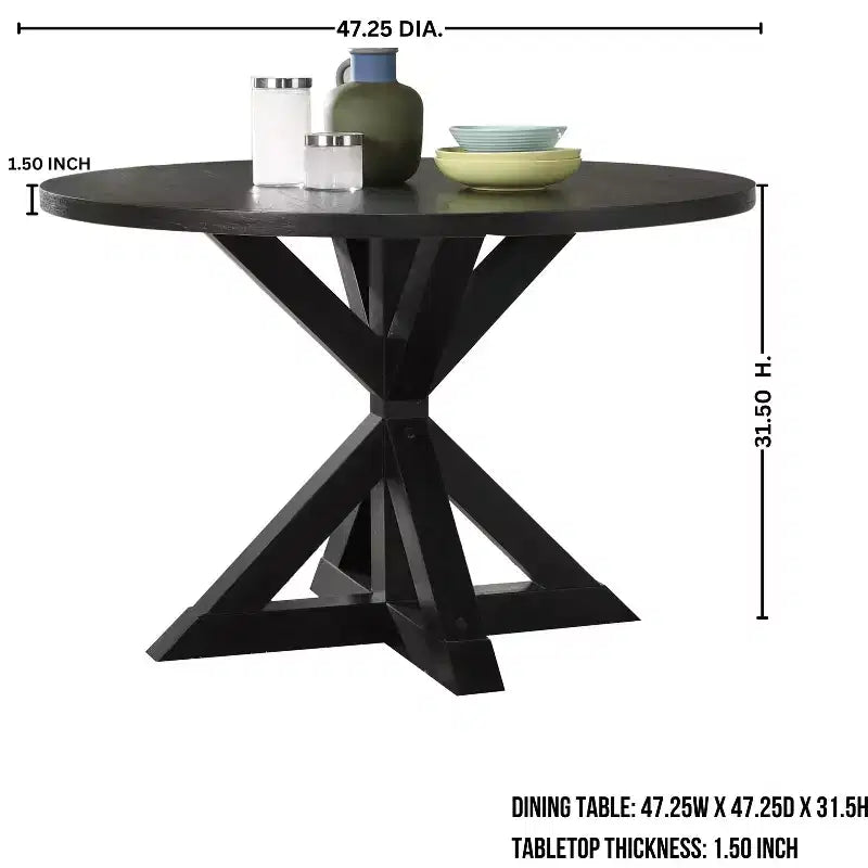 Ensemble de salle à manger 5 pièces Banff de Roundhill Furniture, table ronde à pieds croisés avec 4 chaises capitonnées