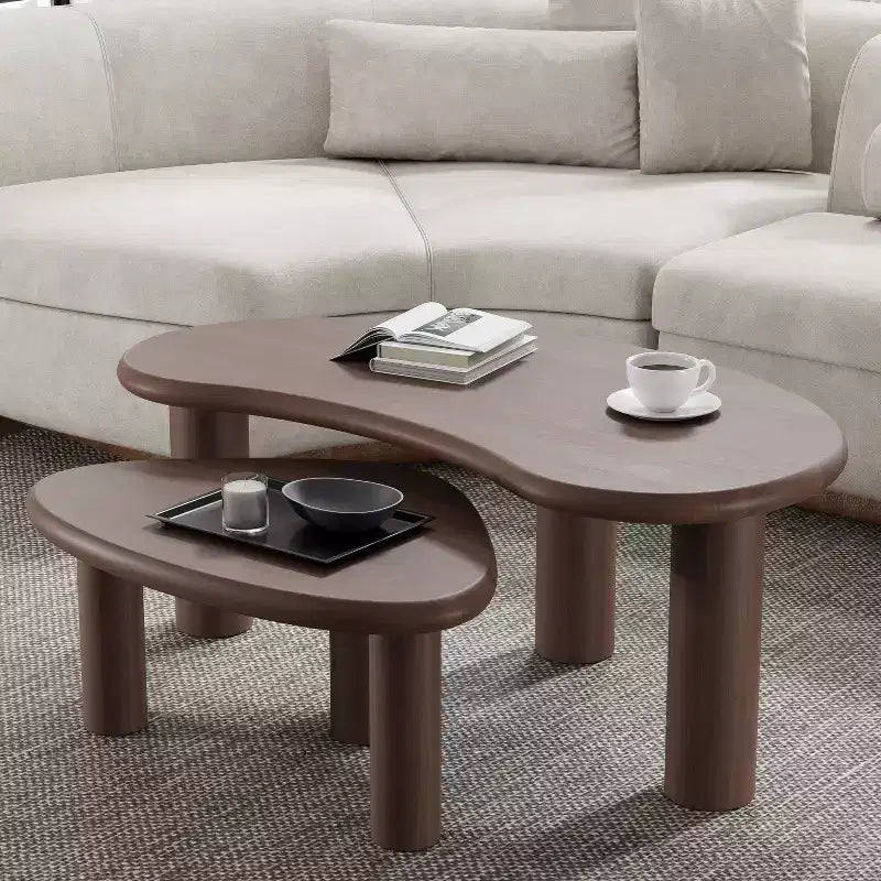 PexFix Table basse en bois massif de noyer Table d'appoint de canapé Ensemble