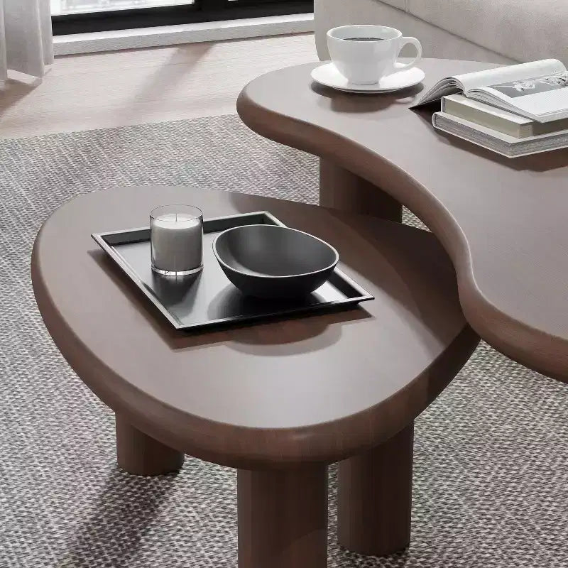 PexFix Table basse en bois massif de noyer Table d'appoint de canapé Ensemble