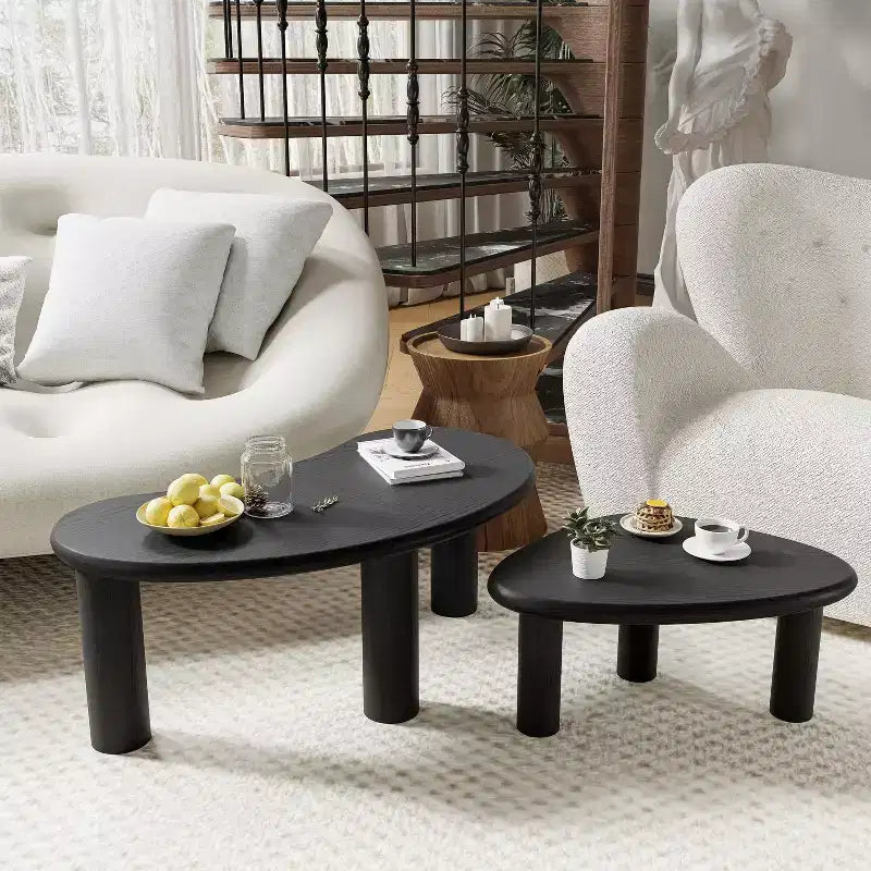 PexFix Table basse en bois massif de noyer Table d'appoint de canapé Ensemble