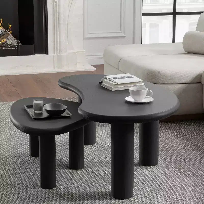 PexFix Table basse en bois massif de noyer Table d'appoint de canapé Ensemble