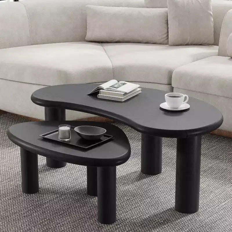 PexFix Table basse en bois massif de noyer Table d'appoint de canapé Ensemble