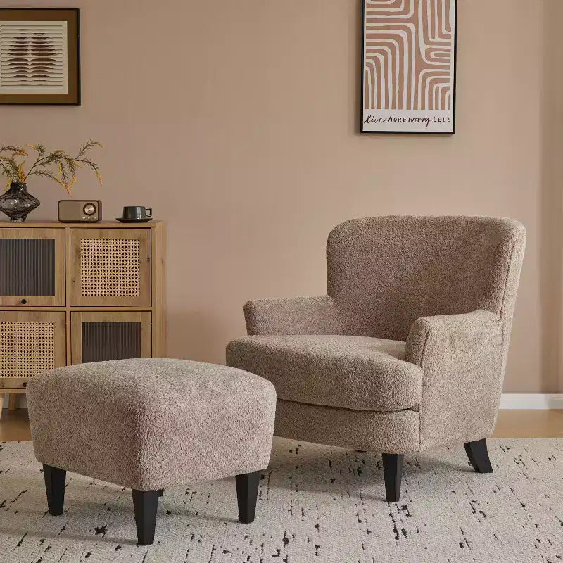 Ensemble fauteuil club et pouf Christopher Knight Home Gerald en bouclé contemporain