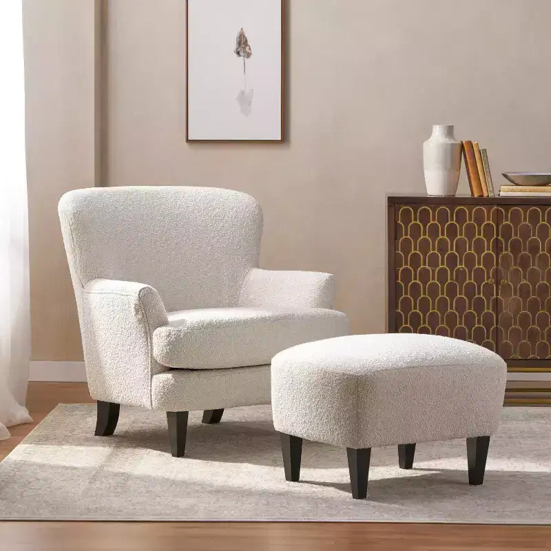 Ensemble fauteuil club et pouf Christopher Knight Home Gerald en bouclé contemporain