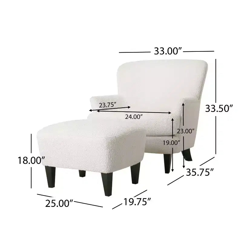 Ensemble fauteuil club et pouf Christopher Knight Home Gerald en bouclé contemporain