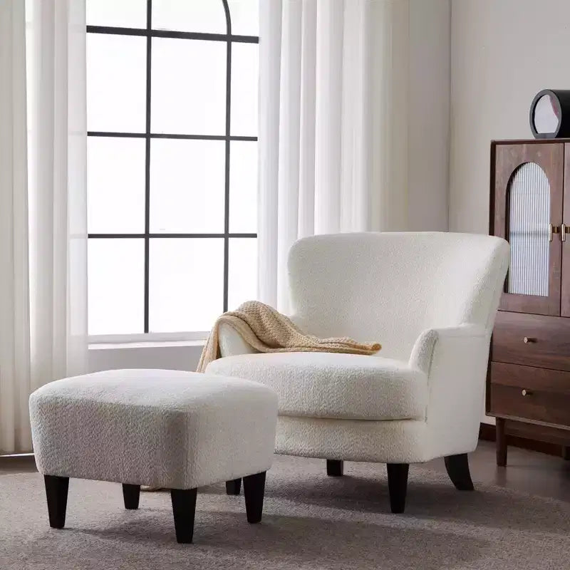 Ensemble fauteuil club et pouf Christopher Knight Home Gerald en bouclé contemporain
