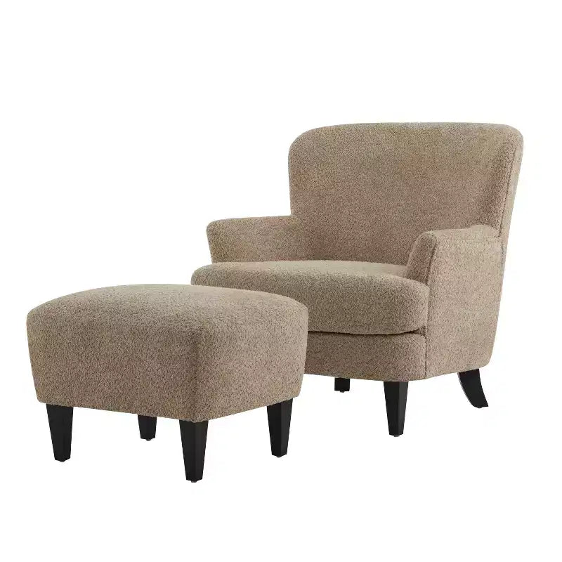 Ensemble fauteuil club et pouf Christopher Knight Home Gerald en bouclé contemporain