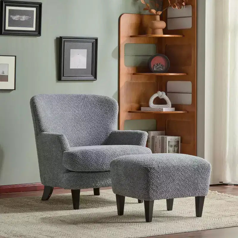 Ensemble fauteuil club et pouf Christopher Knight Home Gerald en bouclé contemporain