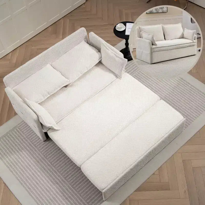 59.5/73.6W Pull Out Sofa Bed, Corduroy Convertible Sleeper Sofa Couch with Side Storage & USB Charging Station - ModernLuxe