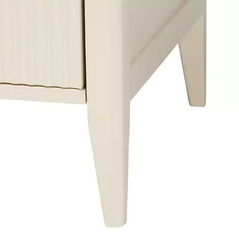 Ensemble de chambre 4 pièces Baxton Studio Primrose, ivoire, en bois cannelé de style milieu de siècle