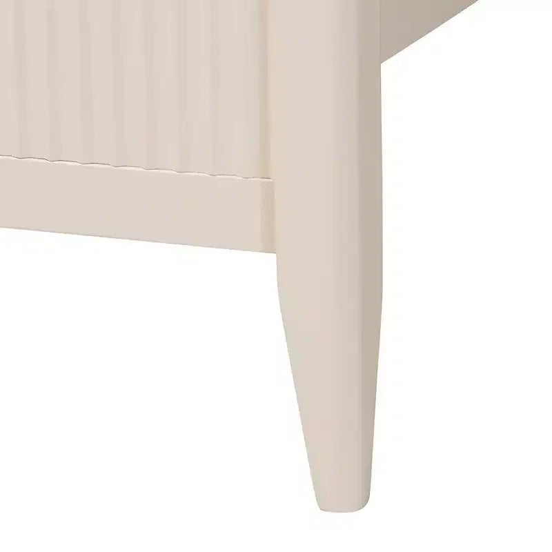 Ensemble de chambre 4 pièces Baxton Studio Primrose, ivoire, en bois cannelé de style milieu de siècle