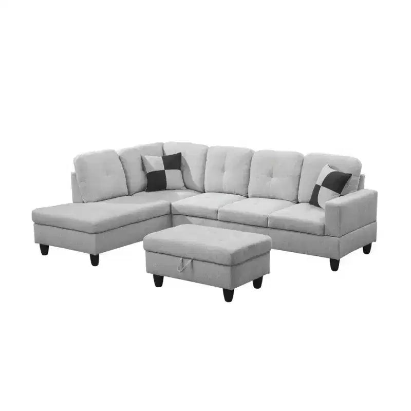 Découvrez un Confort Inégalé avec notre Élégant Canapé d'Angle en Tissu Gris