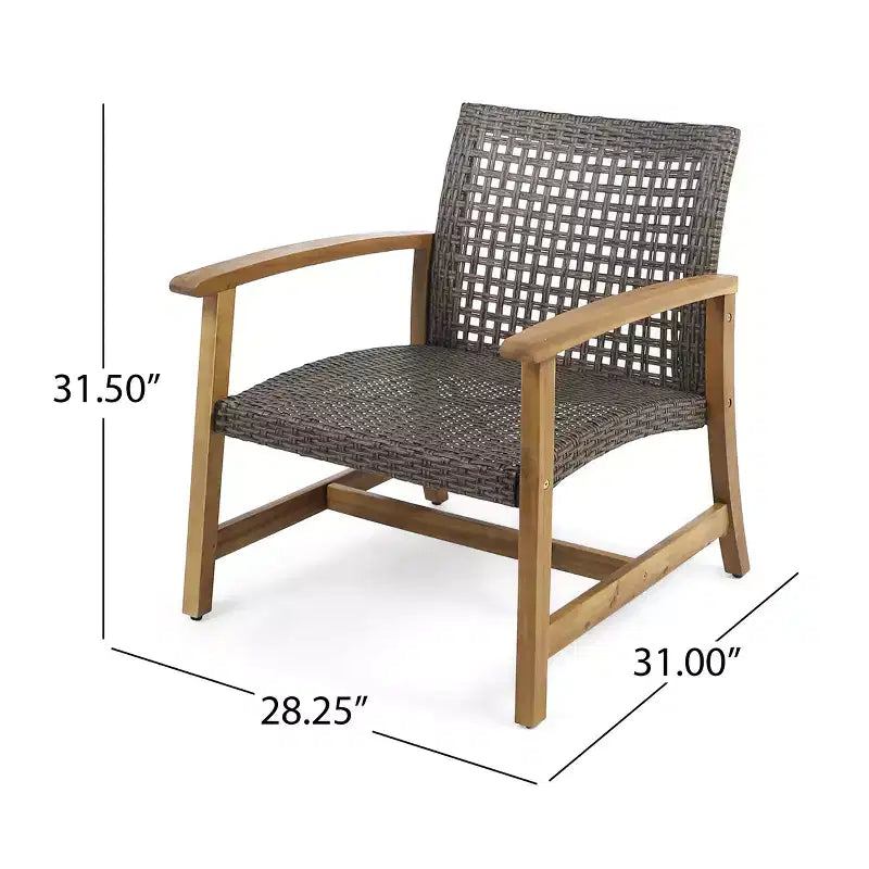Christopher Knight Home Hampton Salon de jardin 4 places en osier et bois d'acacia