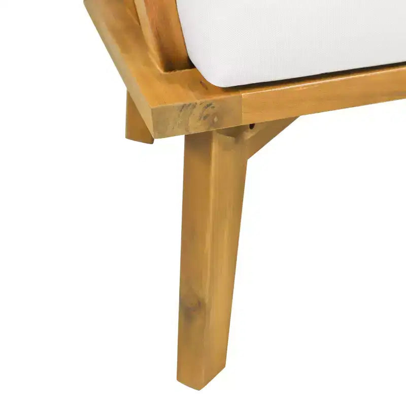 Ensemble de fauteuils de club et de table d'appoint d'extérieur GDFStudio Lorie en bois d'acacia avec coussins, teck/blanc