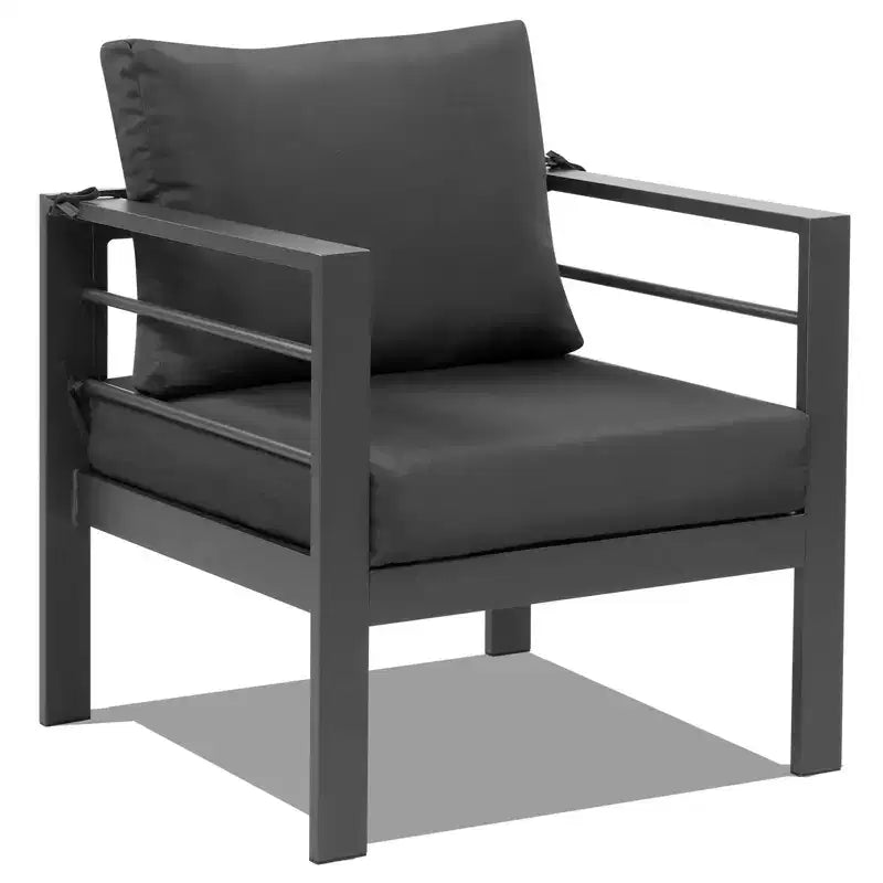 Ensemble de conversation d'extérieur 4 pièces en aluminium gris foncé Karl Home avec coussins gris foncé