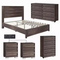 AMERLIFE 5 Pieces Farmhouse Bedroom Sets, Bed Frame, 54 W 6 Drawer Dresser, 47'' H 5 Drawer Dresser, Nightstand Set of 2