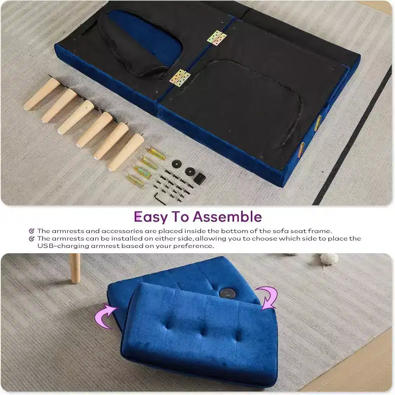 TYBOATLE 65 Canapé-Lit Futon Convertible en Similicuir, Canapé Rembourré Moderne avec Port USB, Causeuse Pliante pour Petits Espaces, Appartement, Dortoir, Bureau