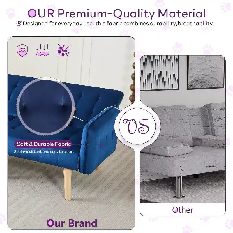 TYBOATLE 65 Canapé-Lit Futon Convertible en Similicuir, Canapé Rembourré Moderne avec Port USB, Causeuse Pliante pour Petits Espaces, Appartement, Dortoir, Bureau