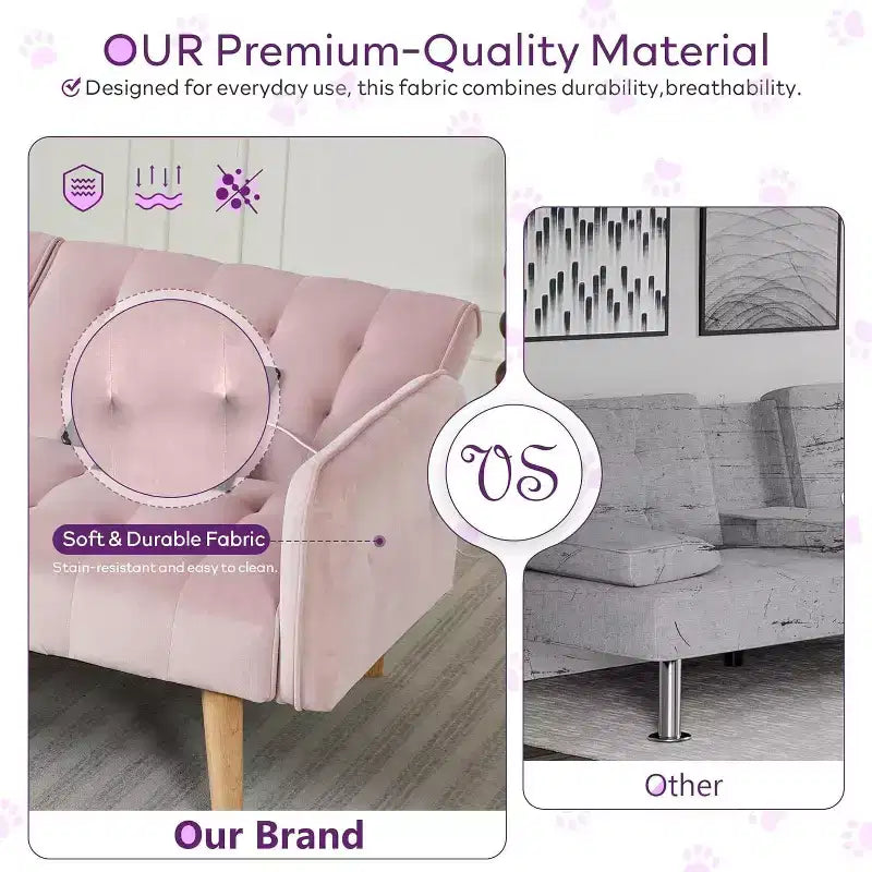 TYBOATLE 65 Canapé-Lit Futon Convertible en Similicuir, Canapé Rembourré Moderne avec Port USB, Causeuse Pliante pour Petits Espaces, Appartement, Dortoir, Bureau