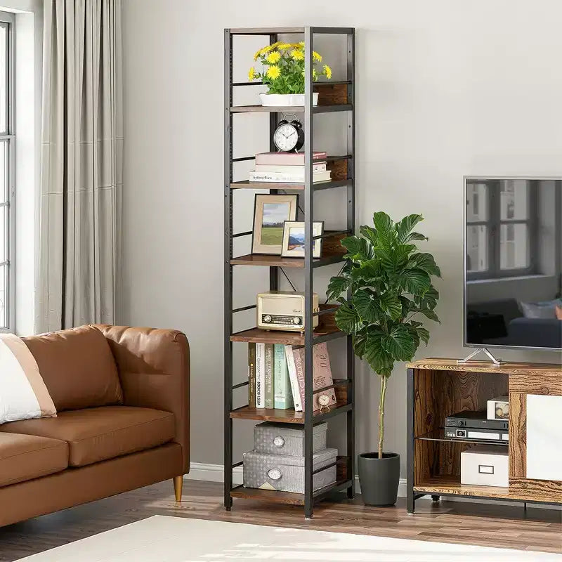 Étagère d'angle à 6 niveaux de 74,8 po (190 cm), rangement compact de 13,4 po (34 cm) pour la maison