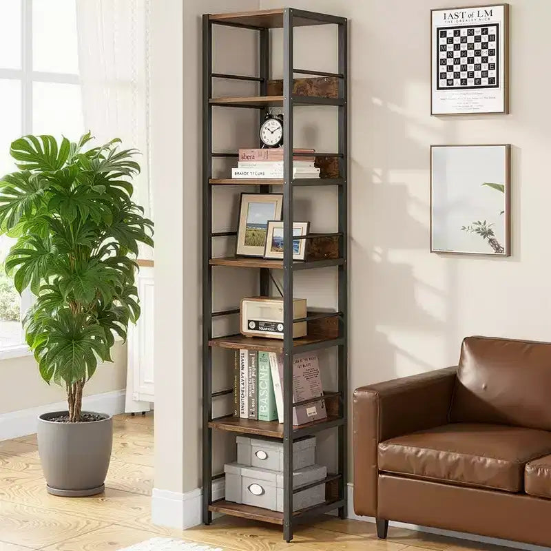 Étagère d'angle à 6 niveaux de 74,8 po (190 cm), rangement compact de 13,4 po (34 cm) pour la maison