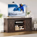 Farmhouse TV Stand and Entertainment Center for TV Up to 65 Inches w/Sliding Barn Doors and Adjustable Shelf, TV Media Storage Console Table