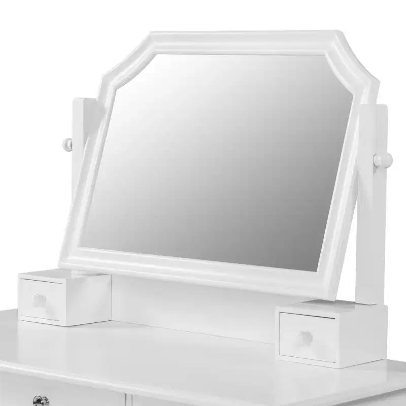 Coiffeuse avec grand miroir réglable, tabouret et tiroirs, table de maquillage blanche, table de dressing, bureau d'ordinateur multifonctionnel