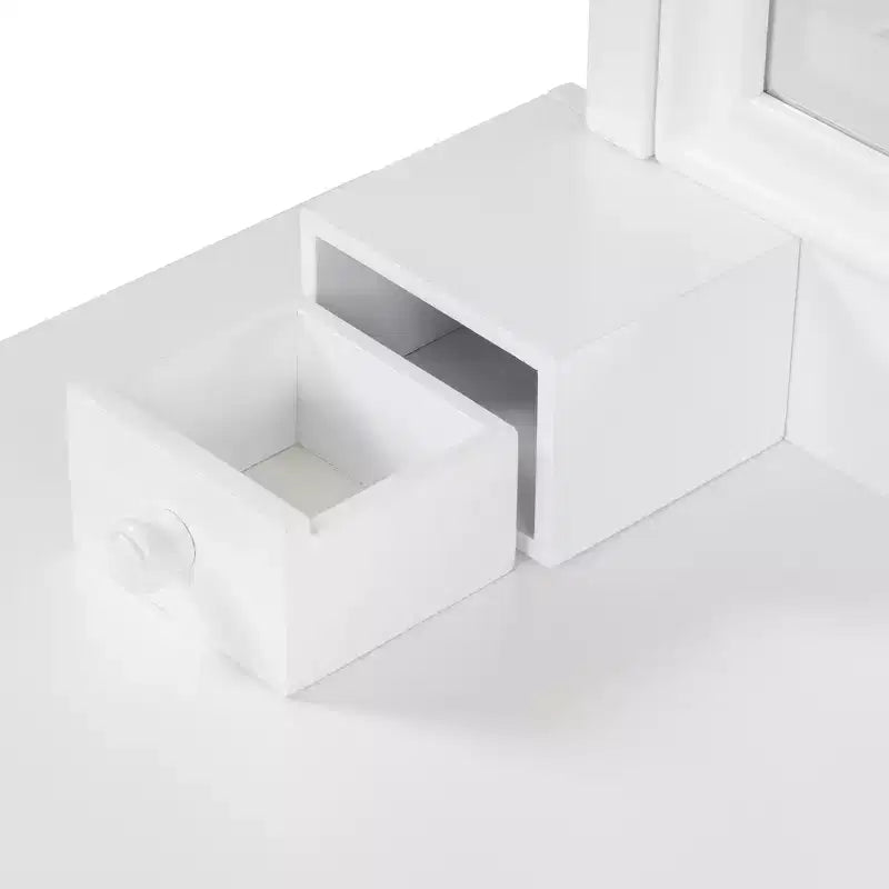 Coiffeuse avec grand miroir réglable, tabouret et tiroirs, table de maquillage blanche, table de dressing, bureau d'ordinateur multifonctionnel