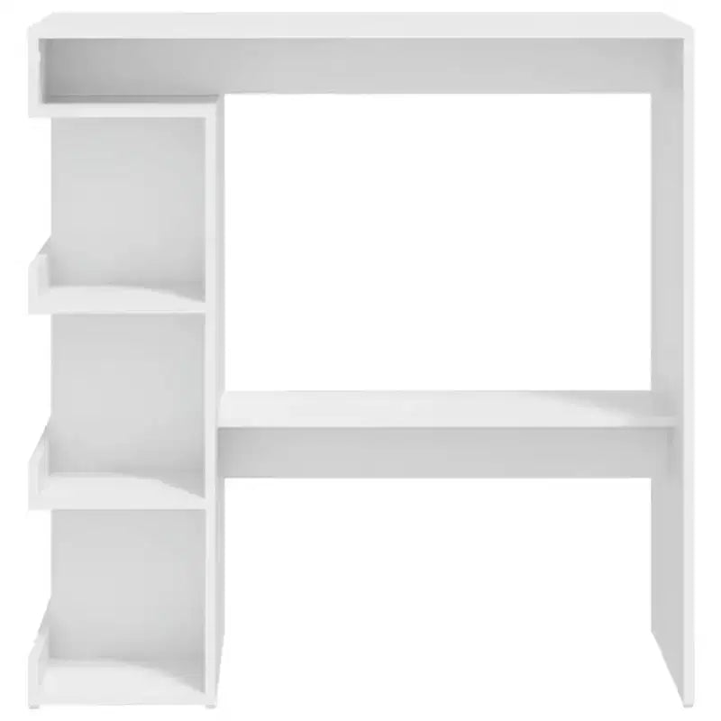 Table de bar chic et moderne avec étagère de rangement - Table de pub compacte 100x50x101,5 cm en bois d'ingénierie pour cuisine, salle à manger - Blanc