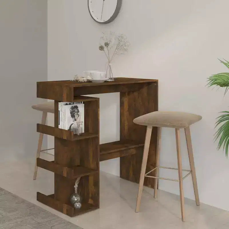 Table de bar en bois d'ingénierie chêne fumé 100 x 50 x 101,5 cm