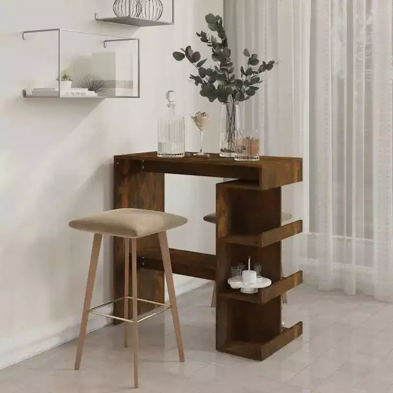 Table de bar en bois d'ingénierie chêne fumé 100 x 50 x 101,5 cm