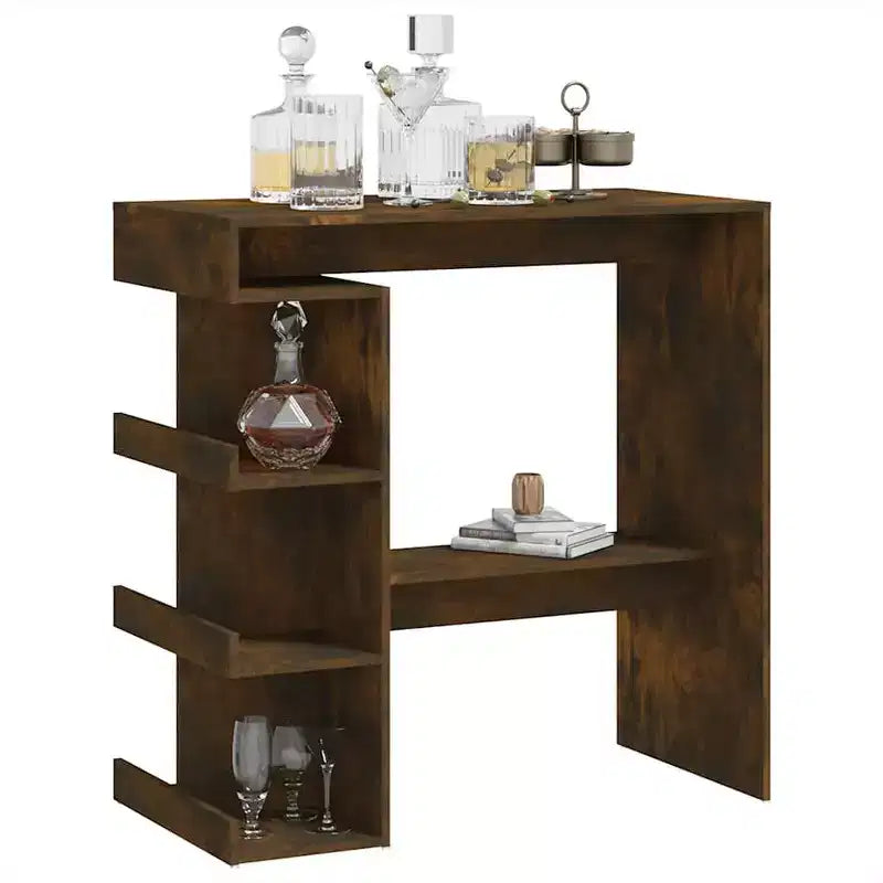 Table de bar en bois d'ingénierie chêne fumé 100 x 50 x 101,5 cm