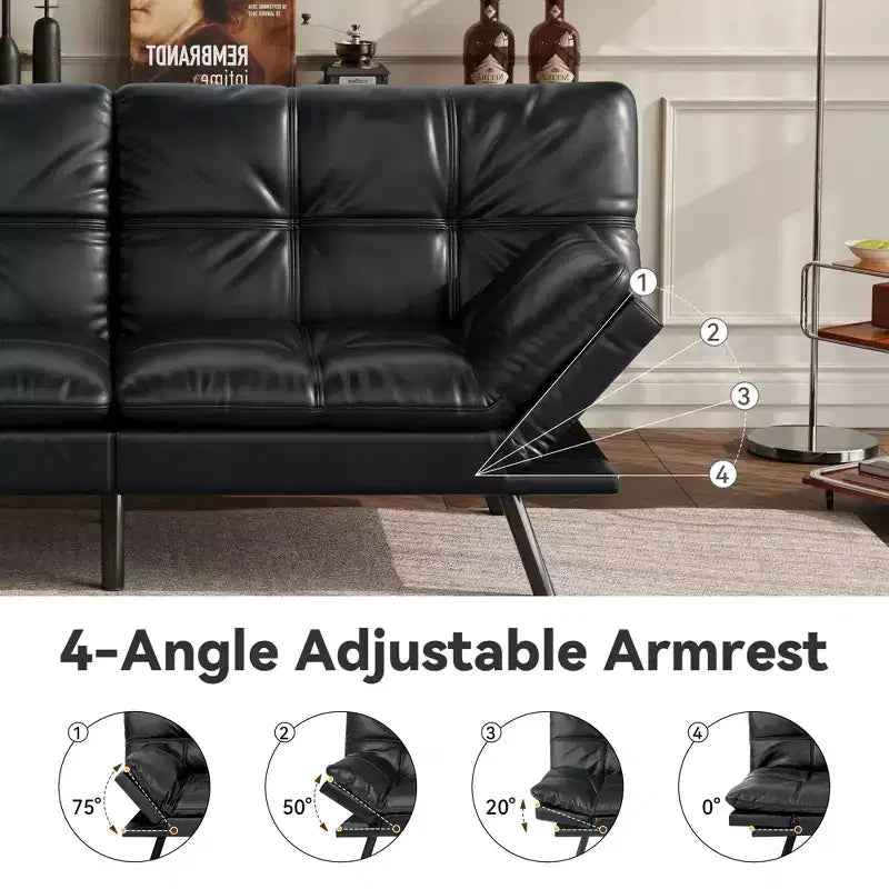 Dyonery 71 Canapé Futon Convertible, Canapé Futon Moderne en Lin avec Coussin Détachable, Dossier et Accoudoirs Réglables