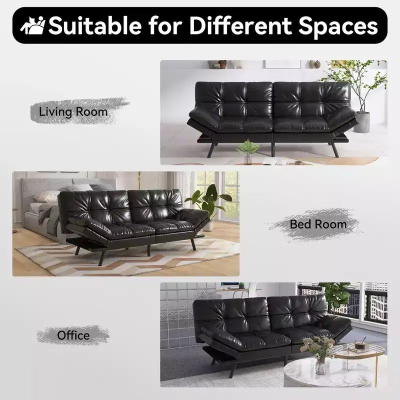 Dyonery 71 Canapé Futon Convertible, Canapé Futon Moderne en Lin avec Coussin Détachable, Dossier et Accoudoirs Réglables
