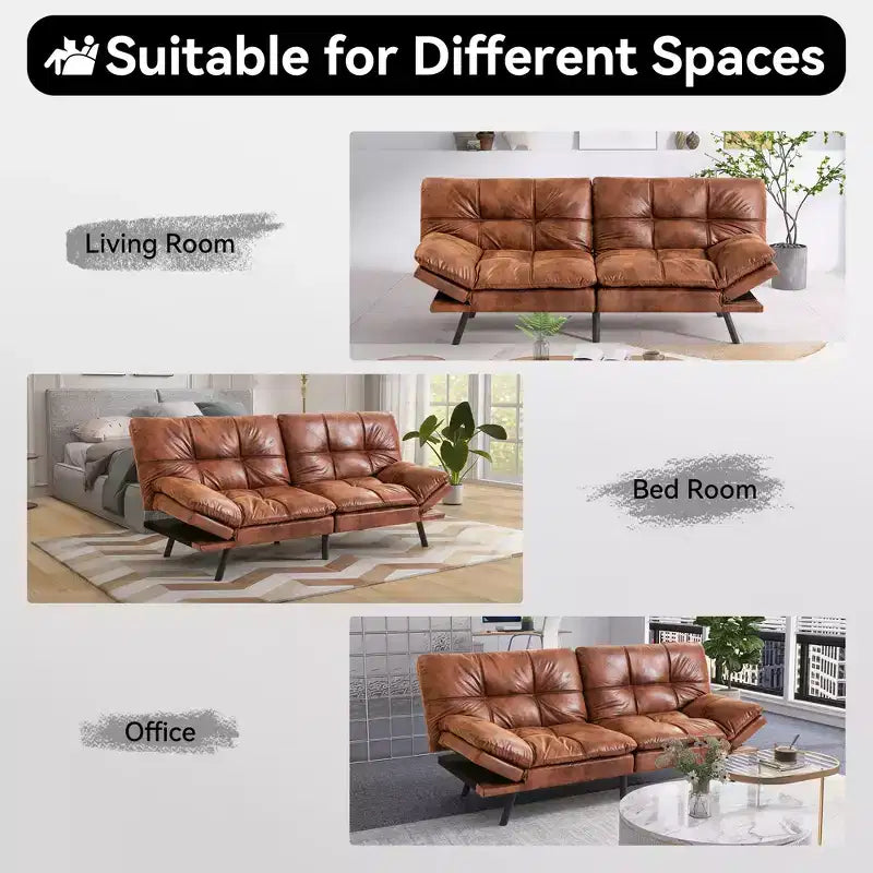 Dyonery 71 Canapé Futon Convertible, Canapé Futon Moderne en Lin avec Coussin Détachable, Dossier et Accoudoirs Réglables