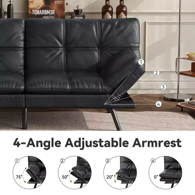 Dyonery 71 Canapé Futon Convertible, Canapé Futon Moderne en Lin avec Coussin Détachable, Dossier et Accoudoirs Réglables