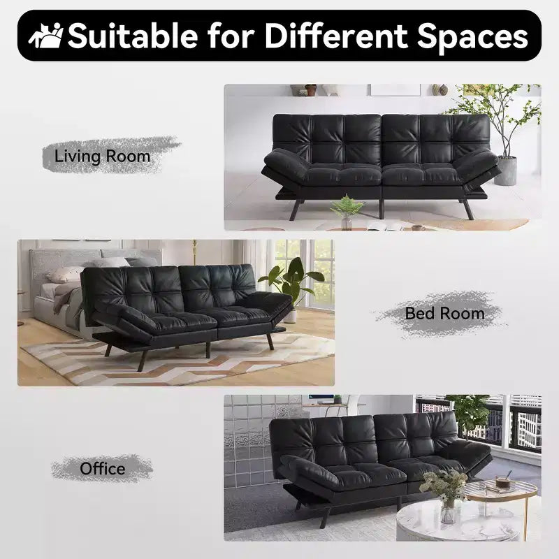Dyonery 71 Canapé Futon Convertible, Canapé Futon Moderne en Lin avec Coussin Détachable, Dossier et Accoudoirs Réglables