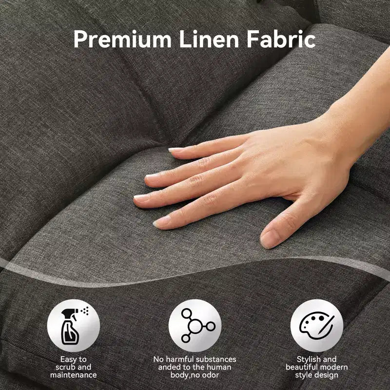 Dyonery 71 Canapé Futon Convertible, Canapé Futon Moderne en Lin avec Coussin Détachable, Dossier et Accoudoirs Réglables