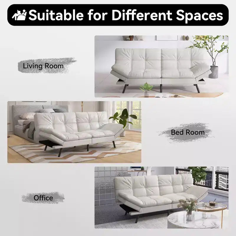 Dyonery 71 Canapé Futon Convertible, Canapé Futon Moderne en Lin avec Coussin Détachable, Dossier et Accoudoirs Réglables