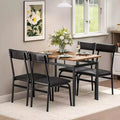 5 Piece Dining Table Set with Wooden Table & 4 PU Upholstered Chairs, Industrial Metal Frame, Compact Kitchen & Dining Room Set