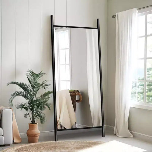 PexFix 31 in. W x 71 in. H Ladder-Style Solid Wood Framed Mirror in Brown