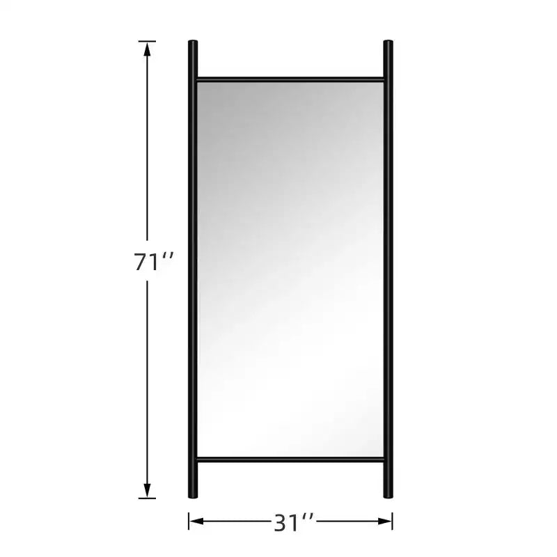 Miroir encadré en bois massif de style échelle, 31 po l. x 71 po H, marron