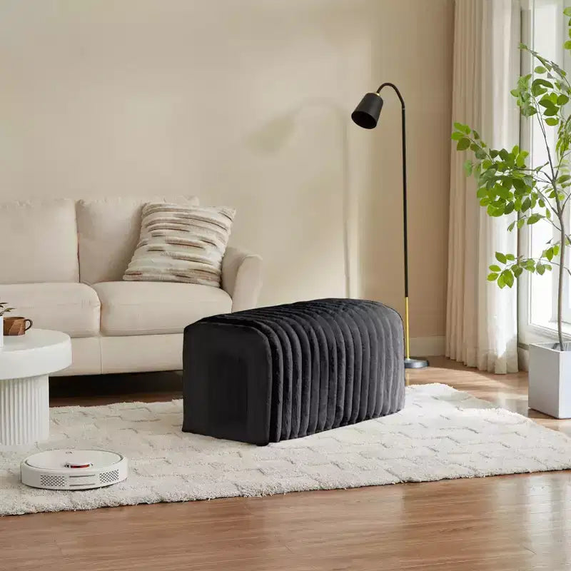 Banc de rangement ottoman pour animaux de compagnie en velours côtelé avec niche pour chat, pour le salon, l'entrée et la chambre à coucher, Noir