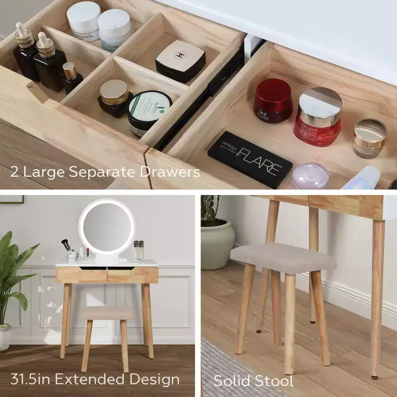 Coiffeuse 31,5 po avec miroir à DEL