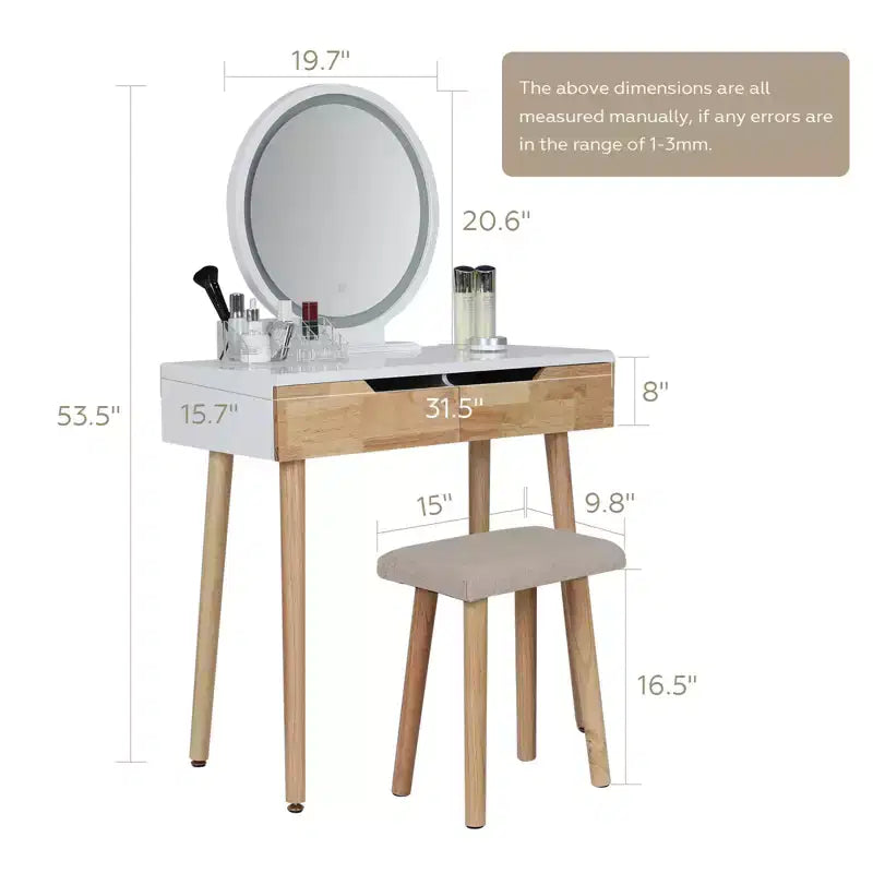 Coiffeuse 31,5 po avec miroir à DEL