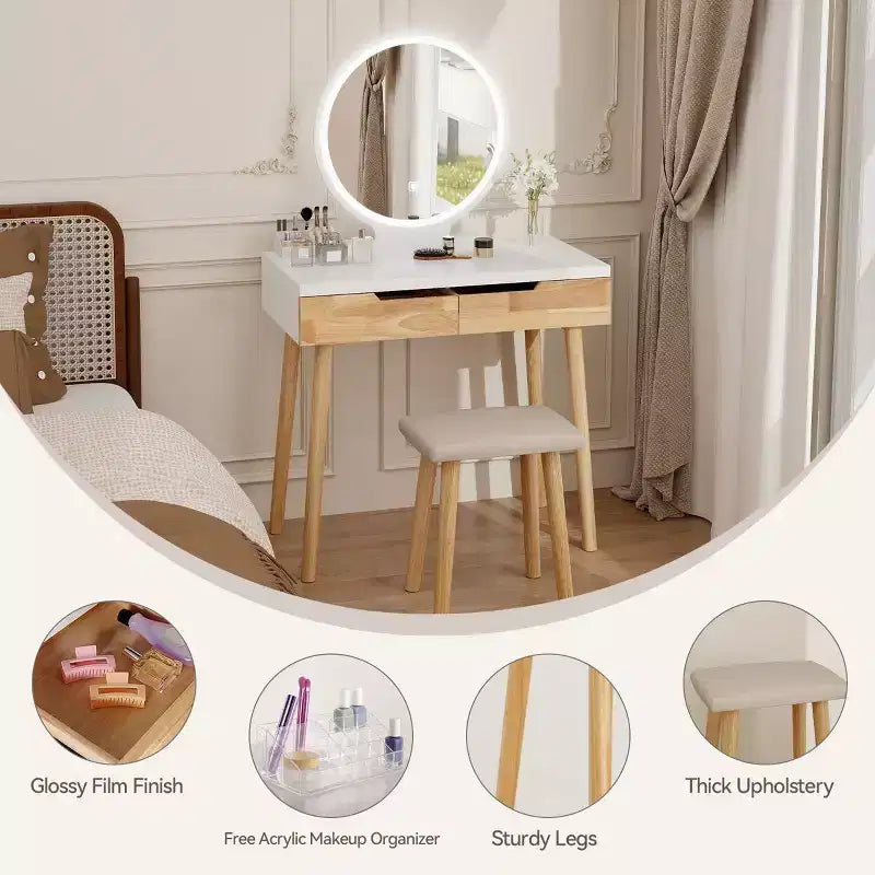 Coiffeuse 31,5 po avec miroir à DEL