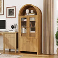 71-Inch Tall Farmhouse Arched Pantry Cabinet, Wooden Storage Cupboard with Acrylic Doors and Adjustable Shelves, Sturdy Frame for Kitchen