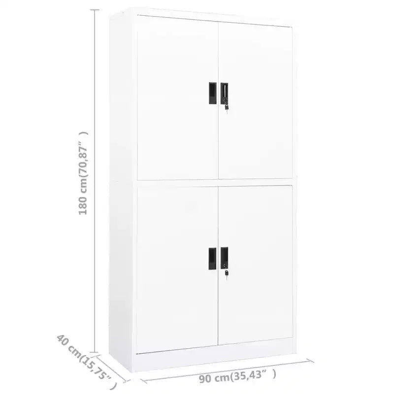 Meuble de Rangement en Métal avec Étagères pour Maison, Bureau - Acier Blanc